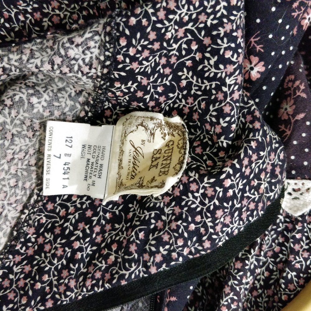 Gunne Sax Calico Floral Brown Pink Corset Sundress - Picture 9 of 16